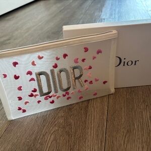 Christian Dior Clutch bag Mesh Pouch White Embroidery vip gift